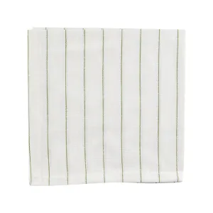 Pinstripe Napkin White & Olive 45x45cm