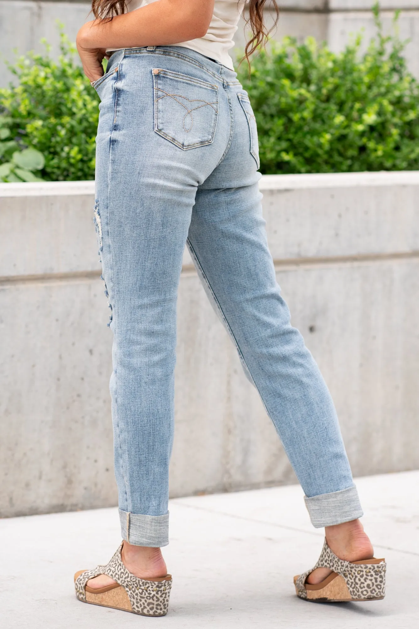 Plus Size Teagan Mid Rise Cuffed Boyfriend (Long Inseam Option)