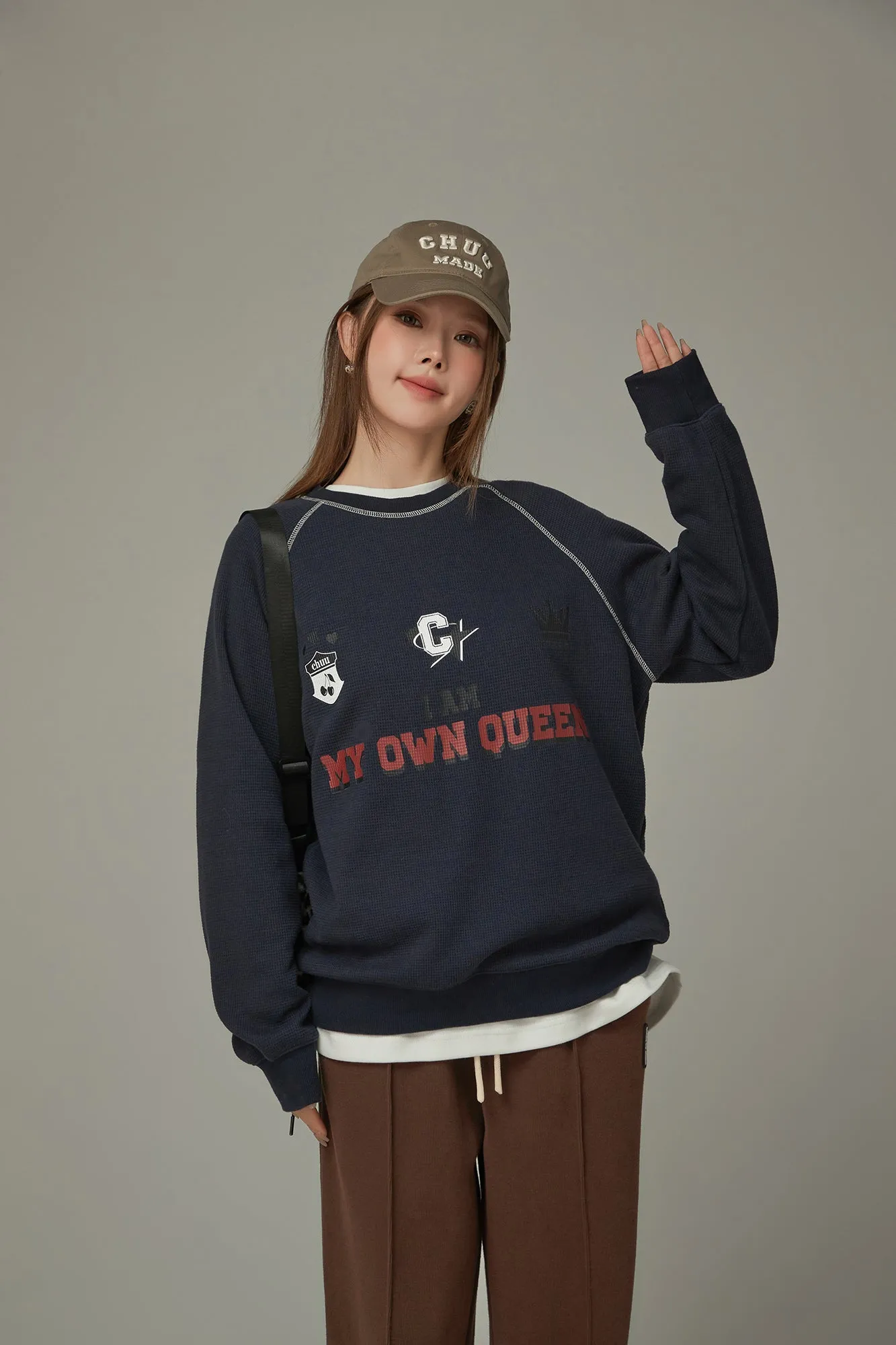 Queen Sporty Stitch Waffle Sweatshirt
