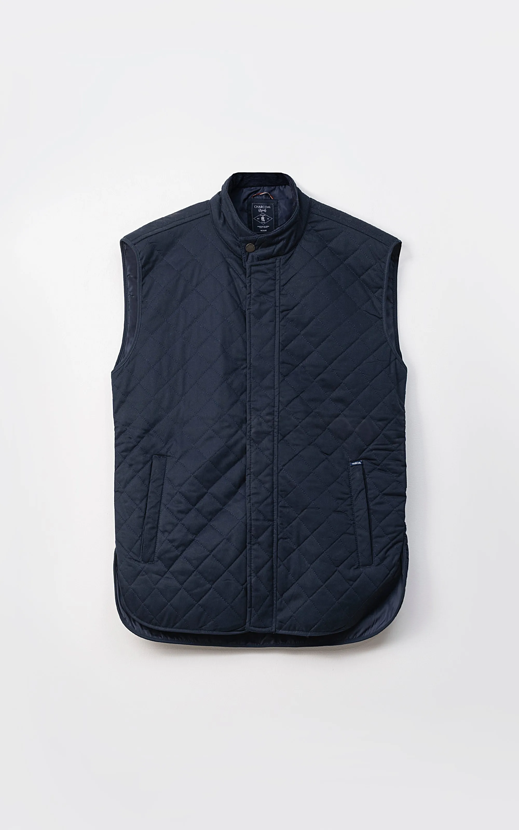 QUILTED SLEEVELESS JACKET NAVY