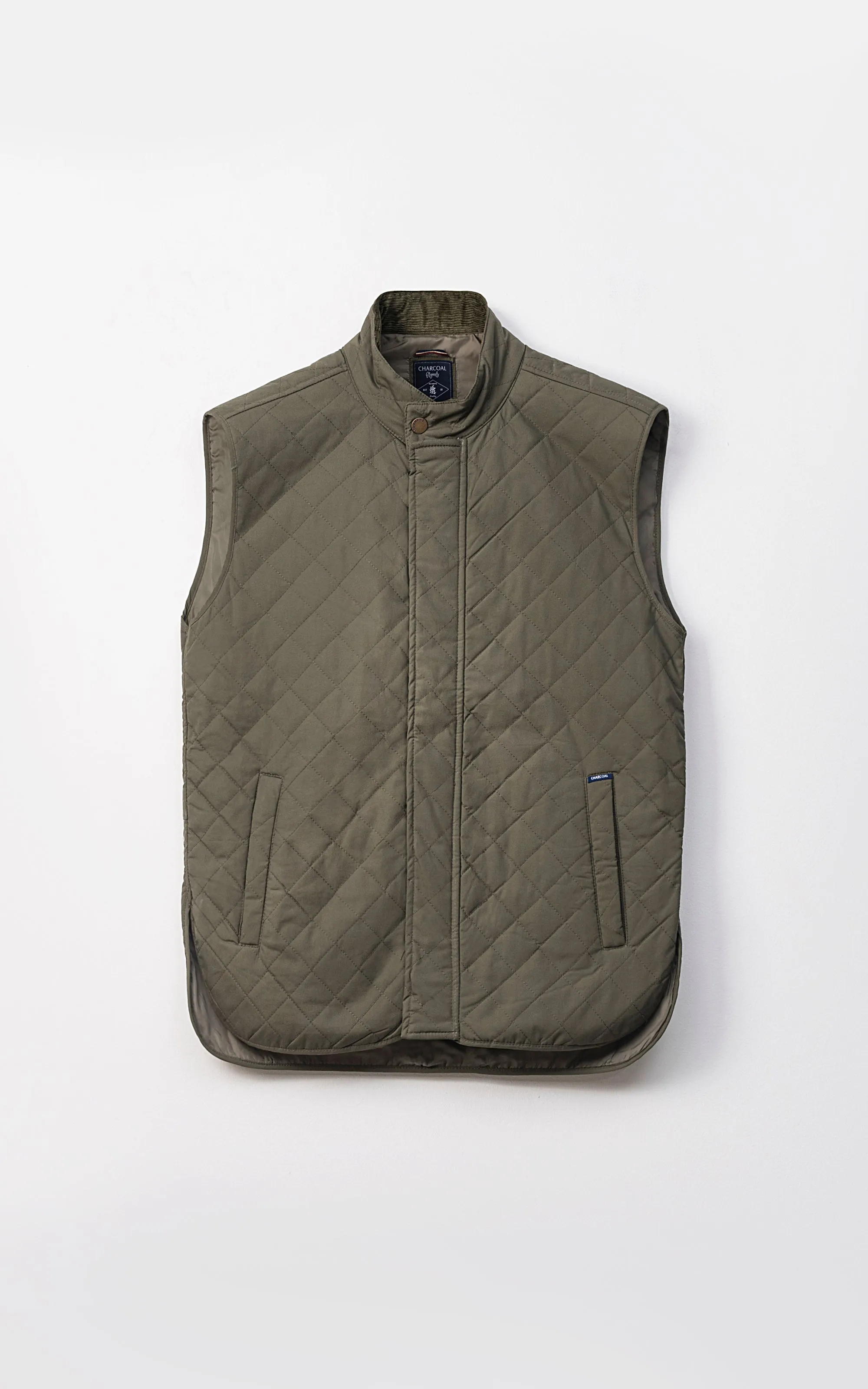 QUILTED SLEEVELESS JACKET OLIVE