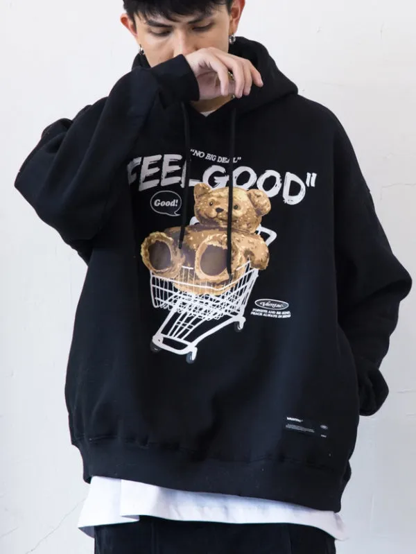 Ragdoll Bear Printed Couple Loose Hooded Sweatshirt