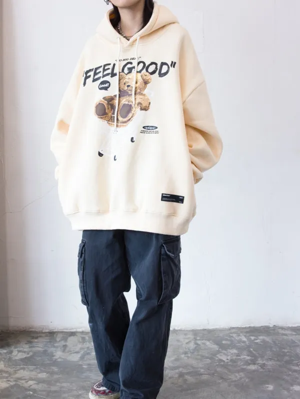 Ragdoll Bear Printed Couple Loose Hooded Sweatshirt