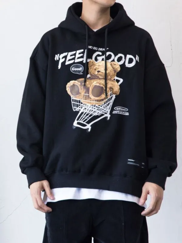 Ragdoll Bear Printed Couple Loose Hooded Sweatshirt