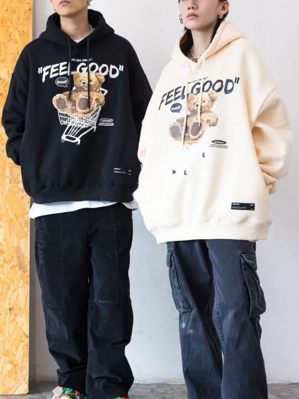 Ragdoll Bear Printed Couple Loose Hooded Sweatshirt