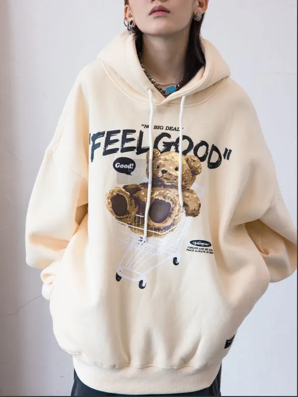 Ragdoll Bear Printed Couple Loose Hooded Sweatshirt