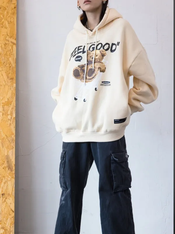 Ragdoll Bear Printed Couple Loose Hooded Sweatshirt