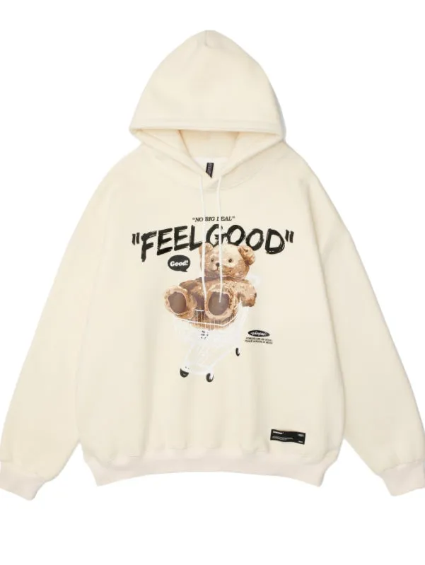Ragdoll Bear Printed Couple Loose Hooded Sweatshirt