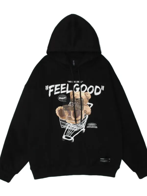 Ragdoll Bear Printed Couple Loose Hooded Sweatshirt