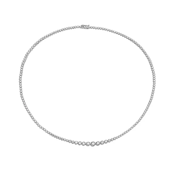 Ready to Ship Riviera Diamond Tennis Necklace (4.00 ct.) 2.60 mm to 4.60 mm Buttercup Setting in 14K Gold