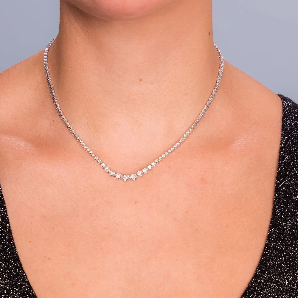 Ready to Ship Riviera Diamond Tennis Necklace (4.00 ct.) 2.60 mm to 4.60 mm Buttercup Setting in 14K Gold