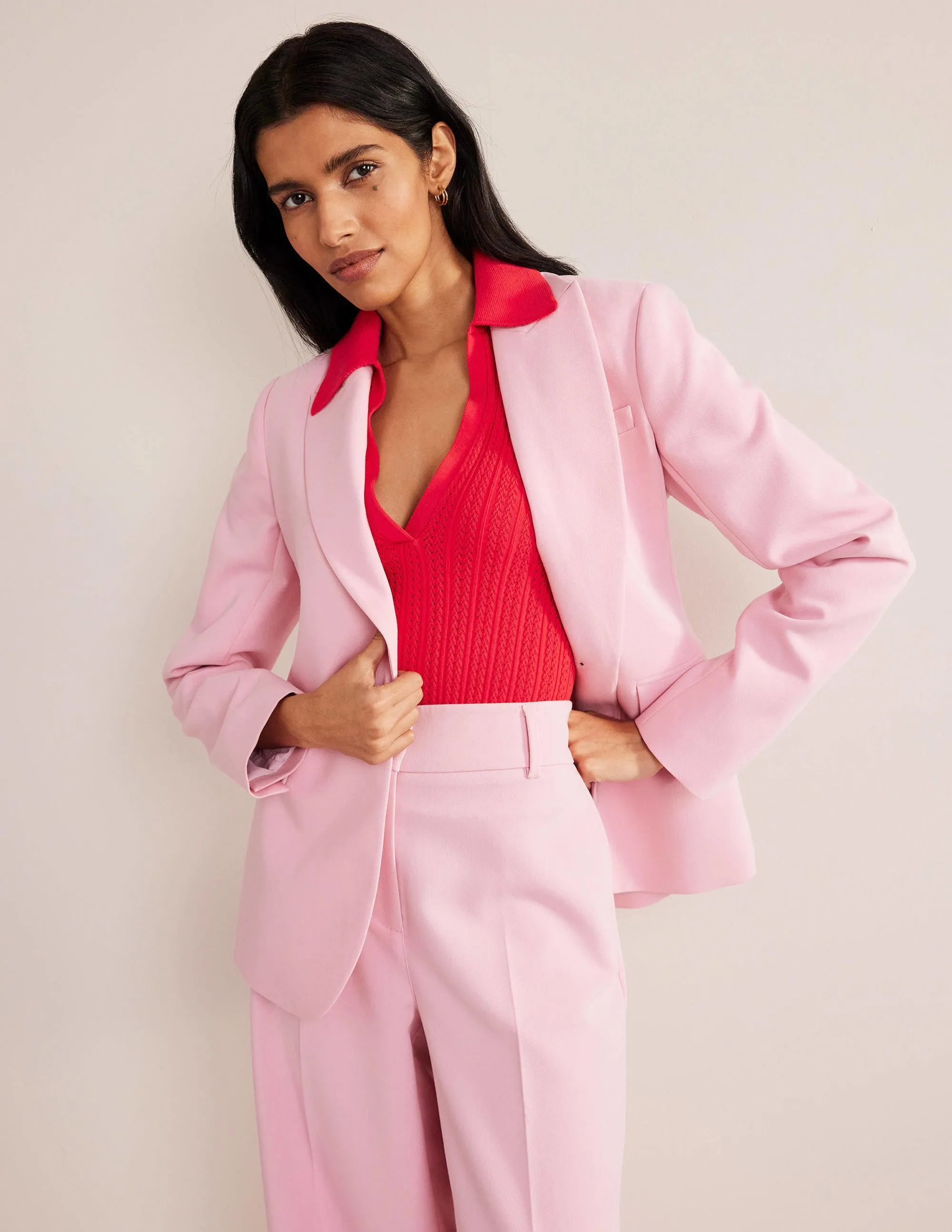 Ribbed Pointelle Collared Top-Strawberry Tart Red