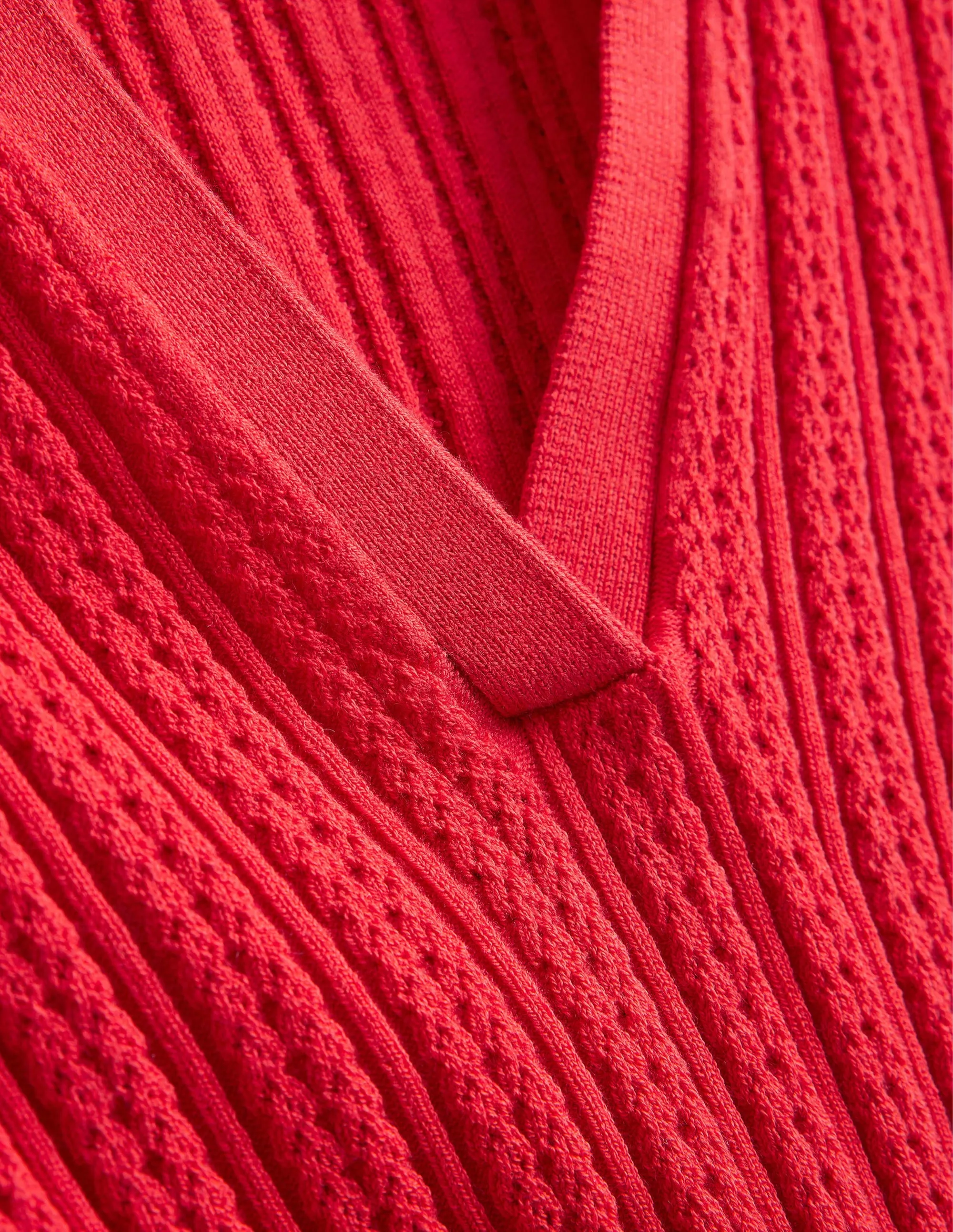 Ribbed Pointelle Collared Top-Strawberry Tart Red