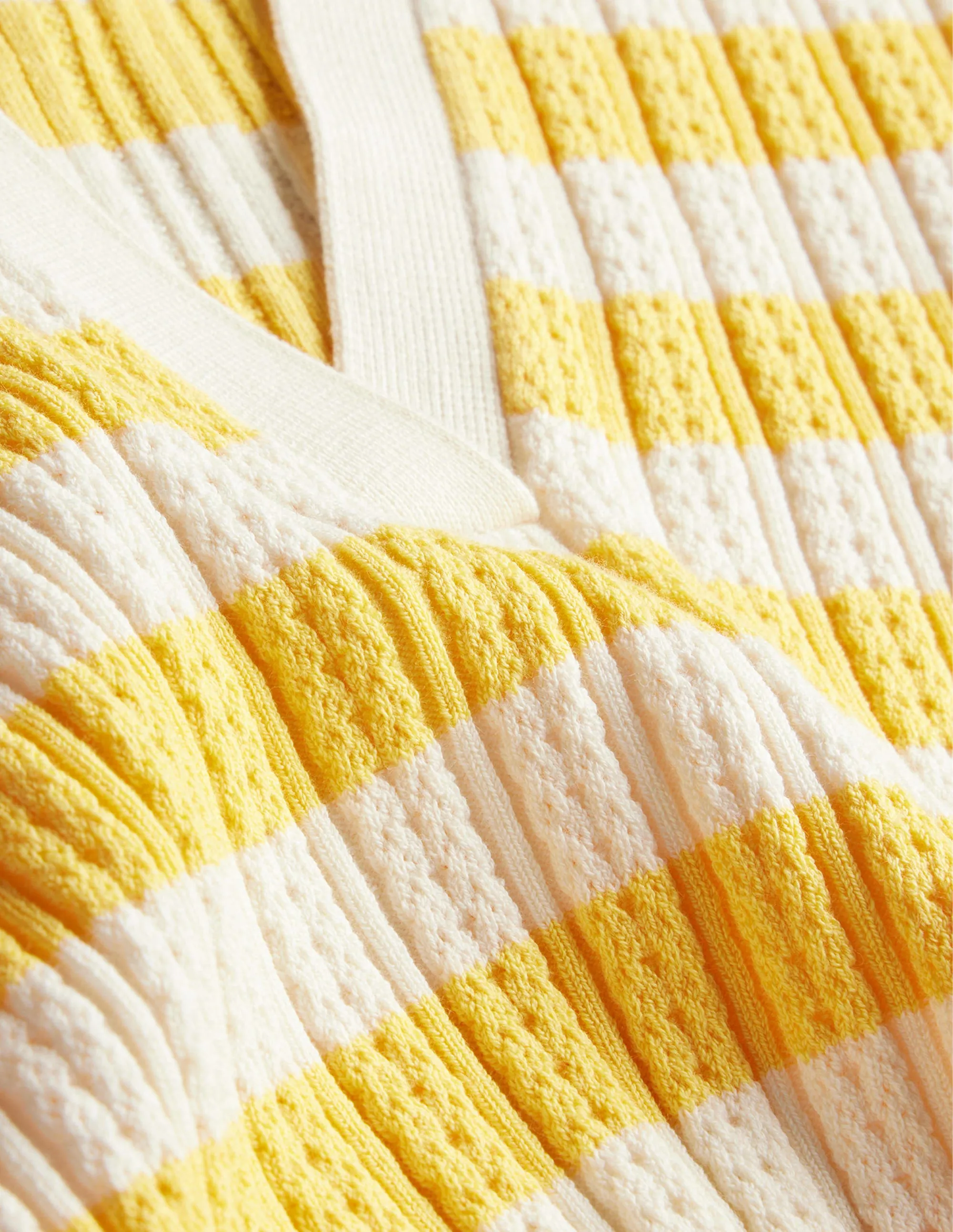 Ribbed Pointelle Collared Top-Sweet Honeycomb, Ivory Stripe