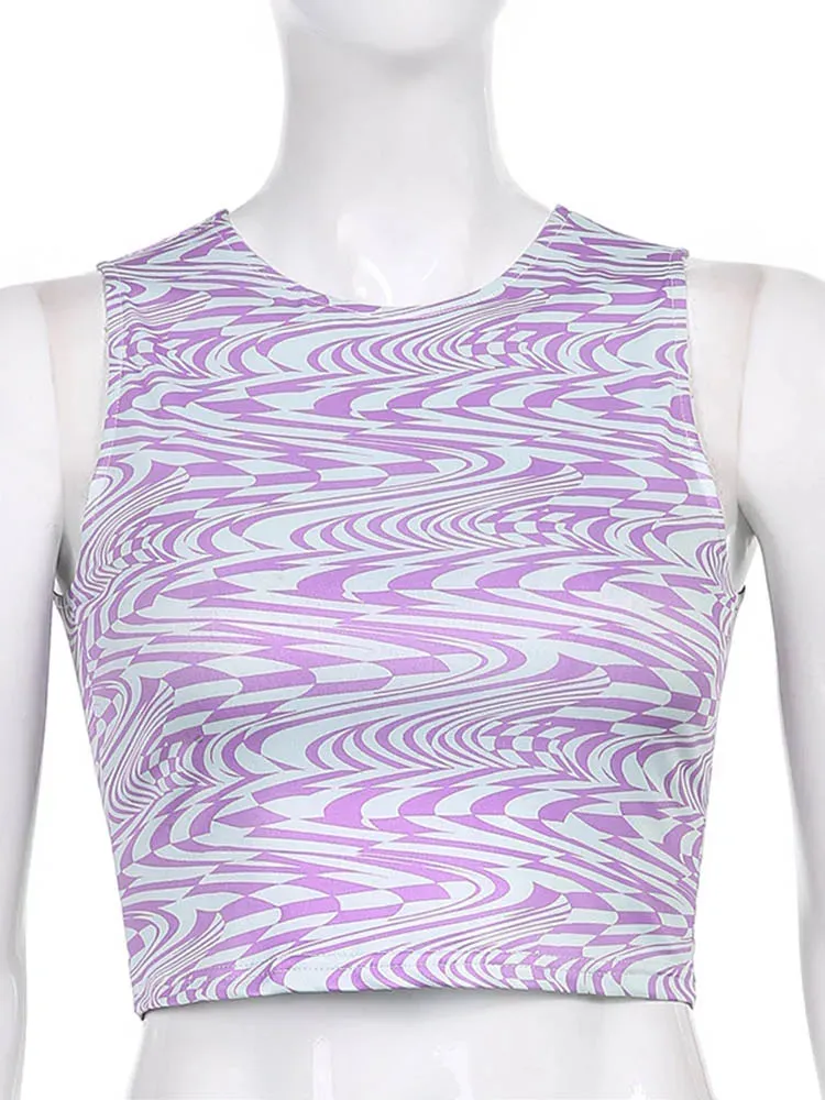 Sexy Striped Print Crop Top