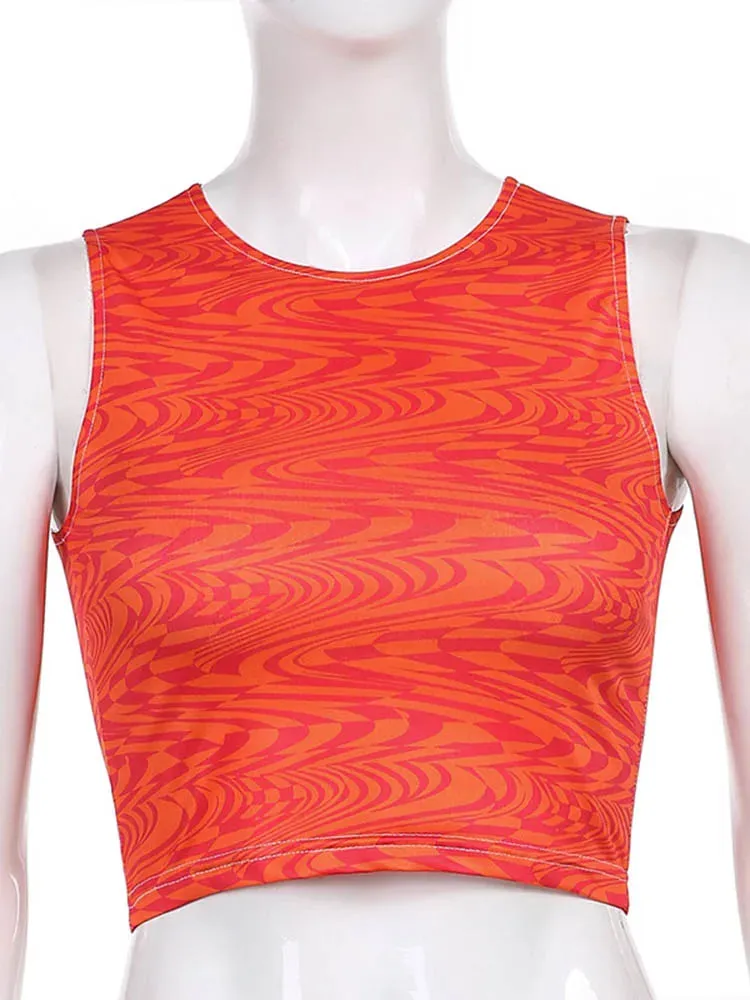 Sexy Striped Print Crop Top