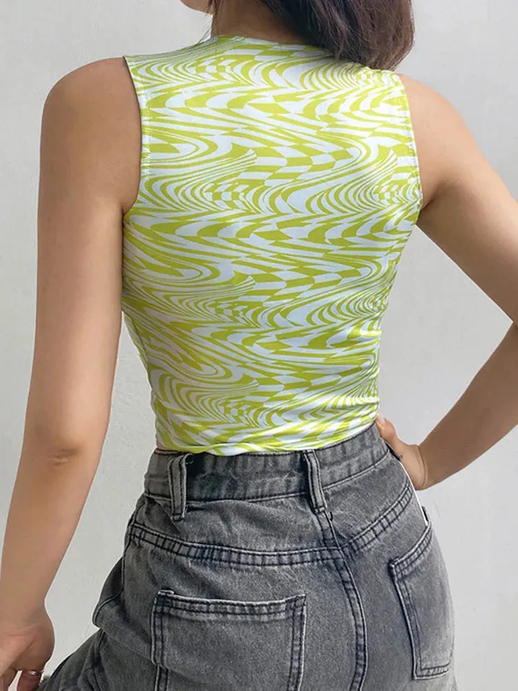 Sexy Striped Print Crop Top