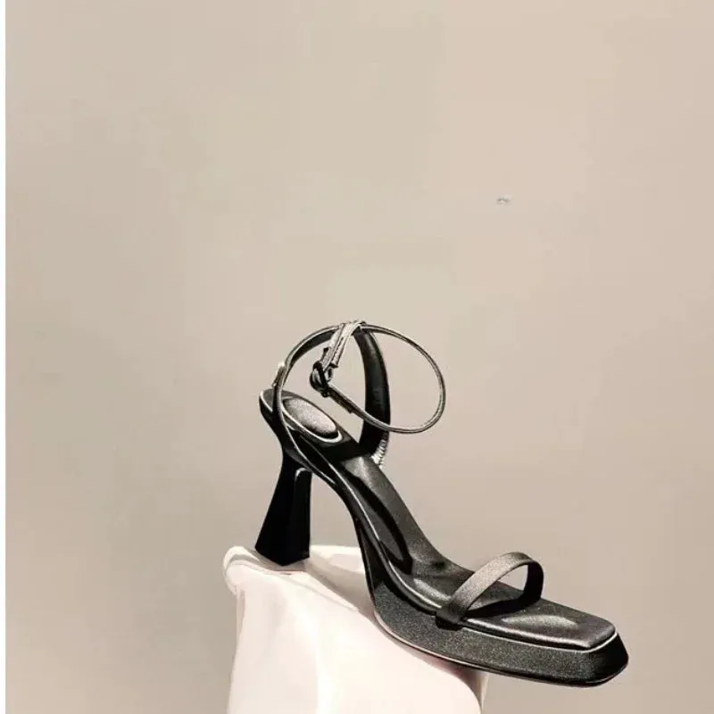 Sohiwoo  New Letter Open Toe One line Buckle Sandals with Sexy Waterproof Platform Design Versatile High Heels Women's Shoes