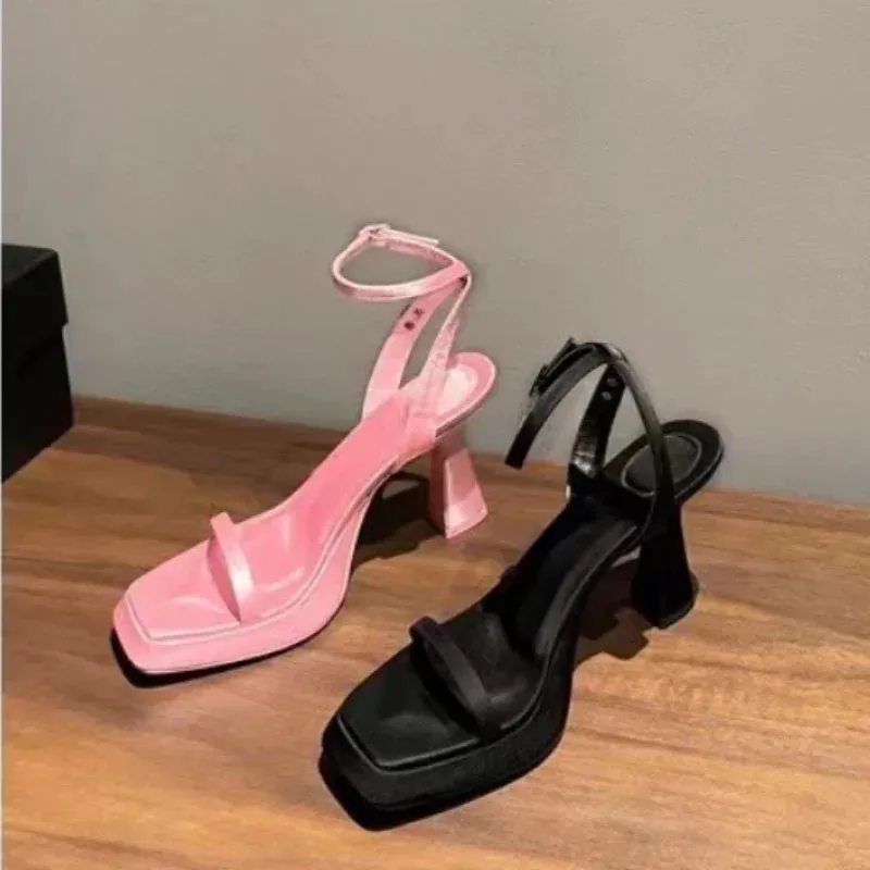 Sohiwoo  New Letter Open Toe One line Buckle Sandals with Sexy Waterproof Platform Design Versatile High Heels Women's Shoes