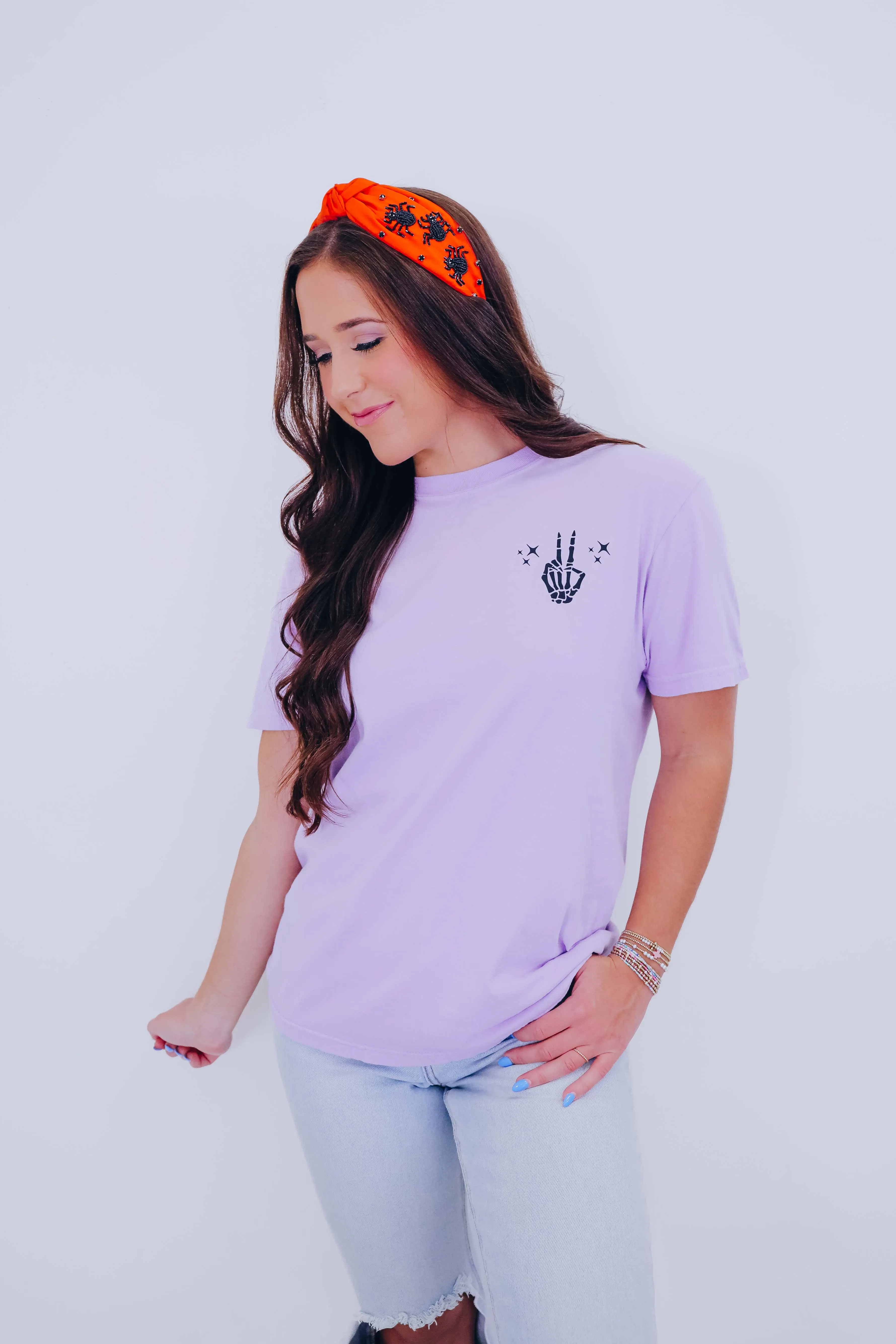Staying Alive Skeleton Graphic Tee S-2X - Light Lavender