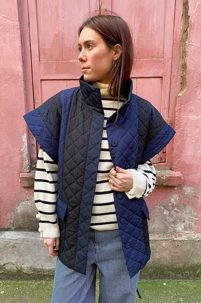 Stella Nova Blue Striped Quilted Vest