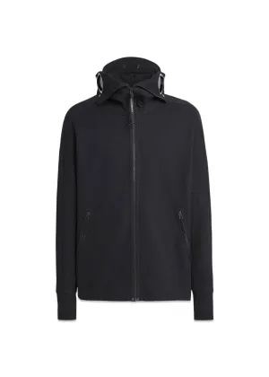 Sweatshirts Hooded Open Diagonal Raised Fleece - Black