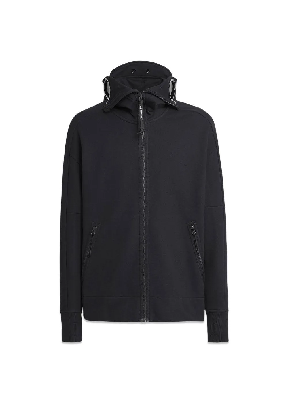 Sweatshirts Hooded Open Diagonal Raised Fleece - Black