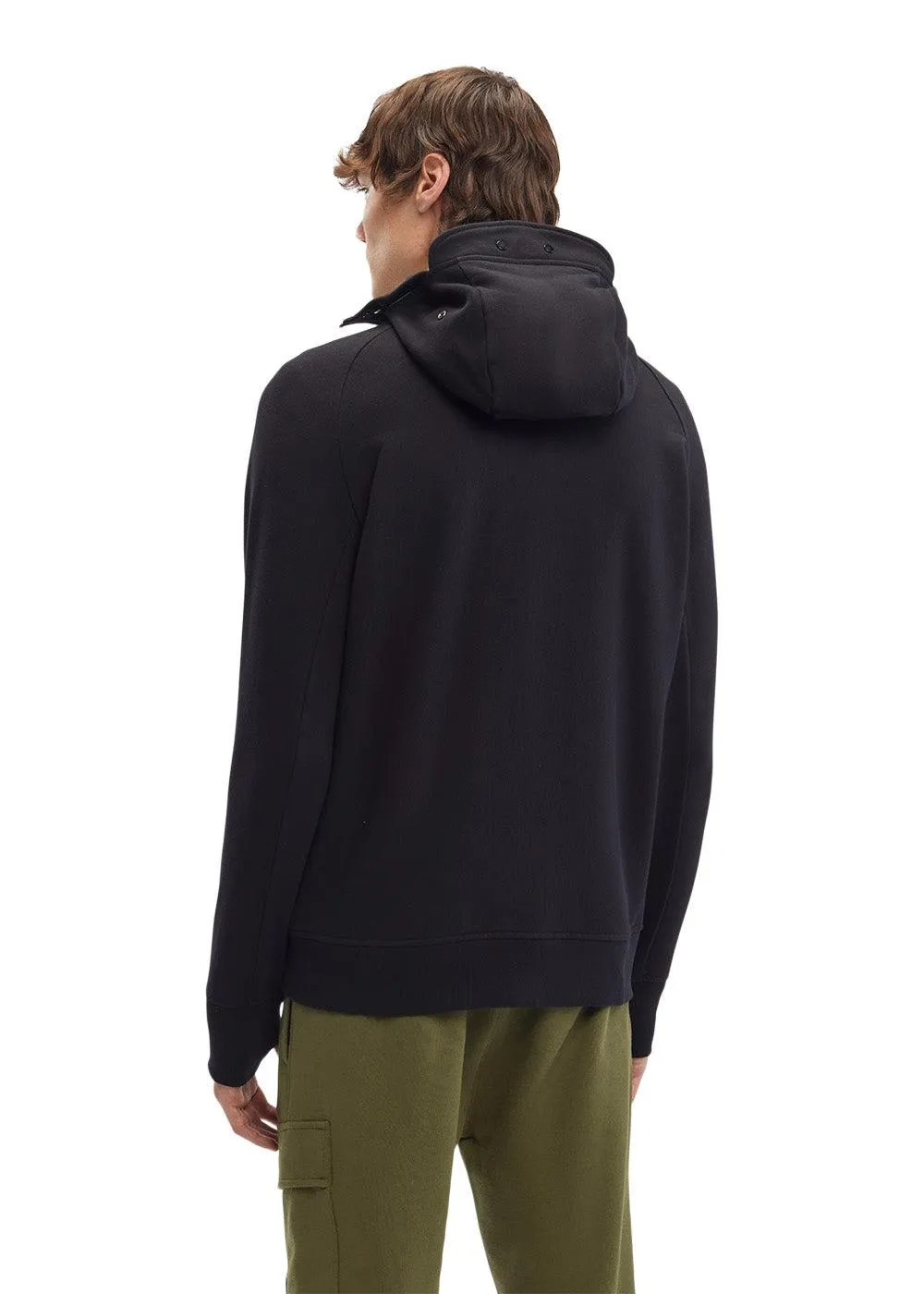 Sweatshirts Hooded Open Diagonal Raised Fleece - Black
