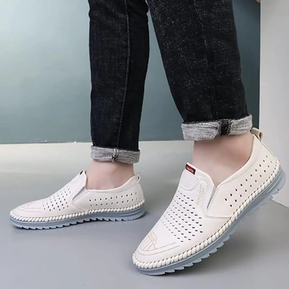 TangDao Mens Loafers, Leather Slip On Moccasins Penny Loafers, Breathable Driving Walking Lightweight Casual Shoes