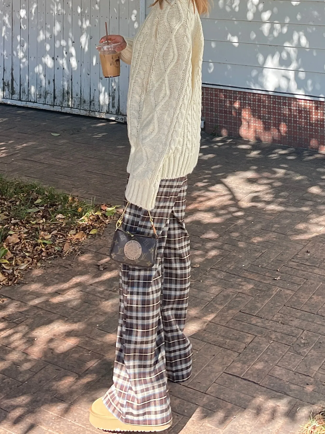 Warmy Check High-waisted Pants