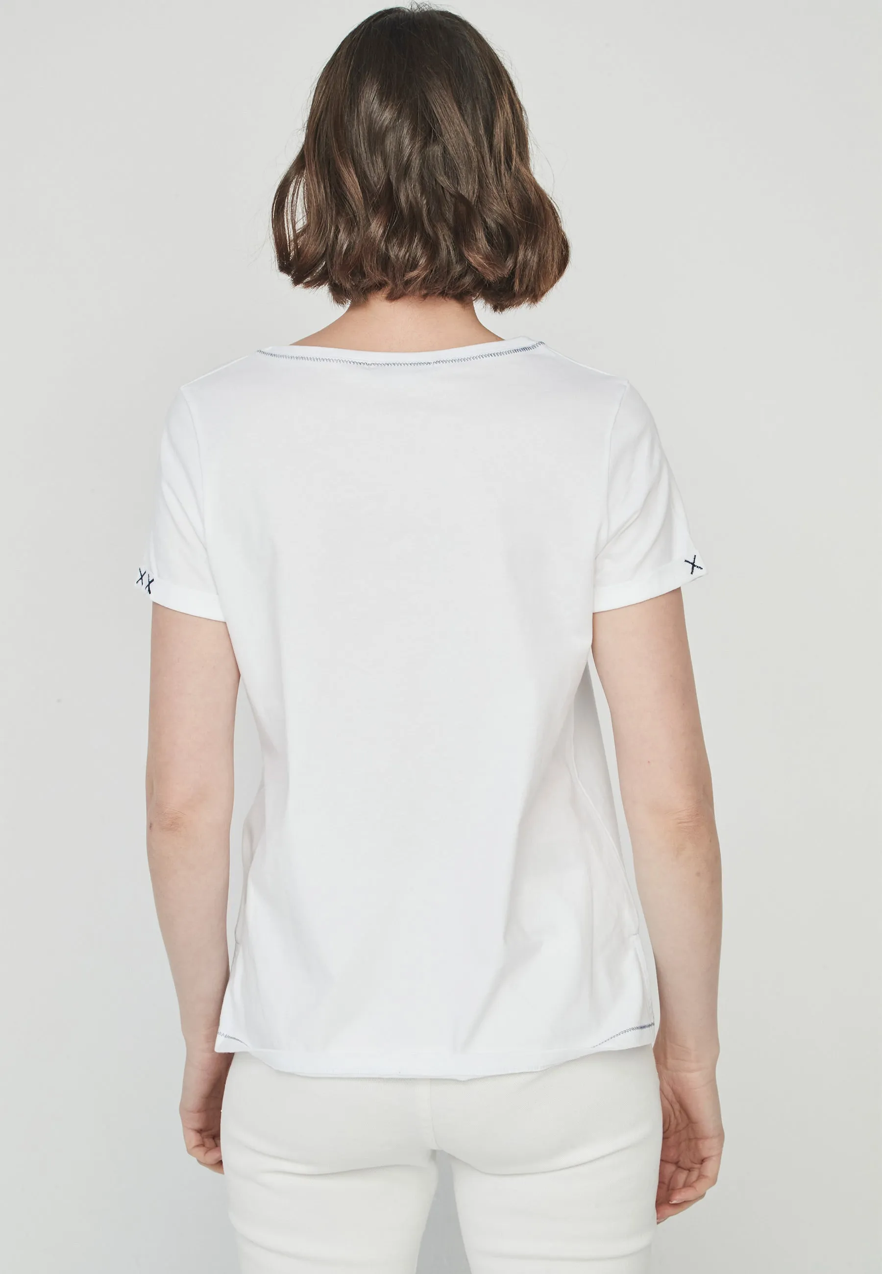 White T-Shirt With  Shell and Star Design