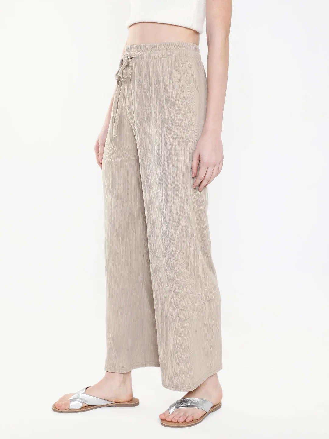 Women Solid Beige Trouser