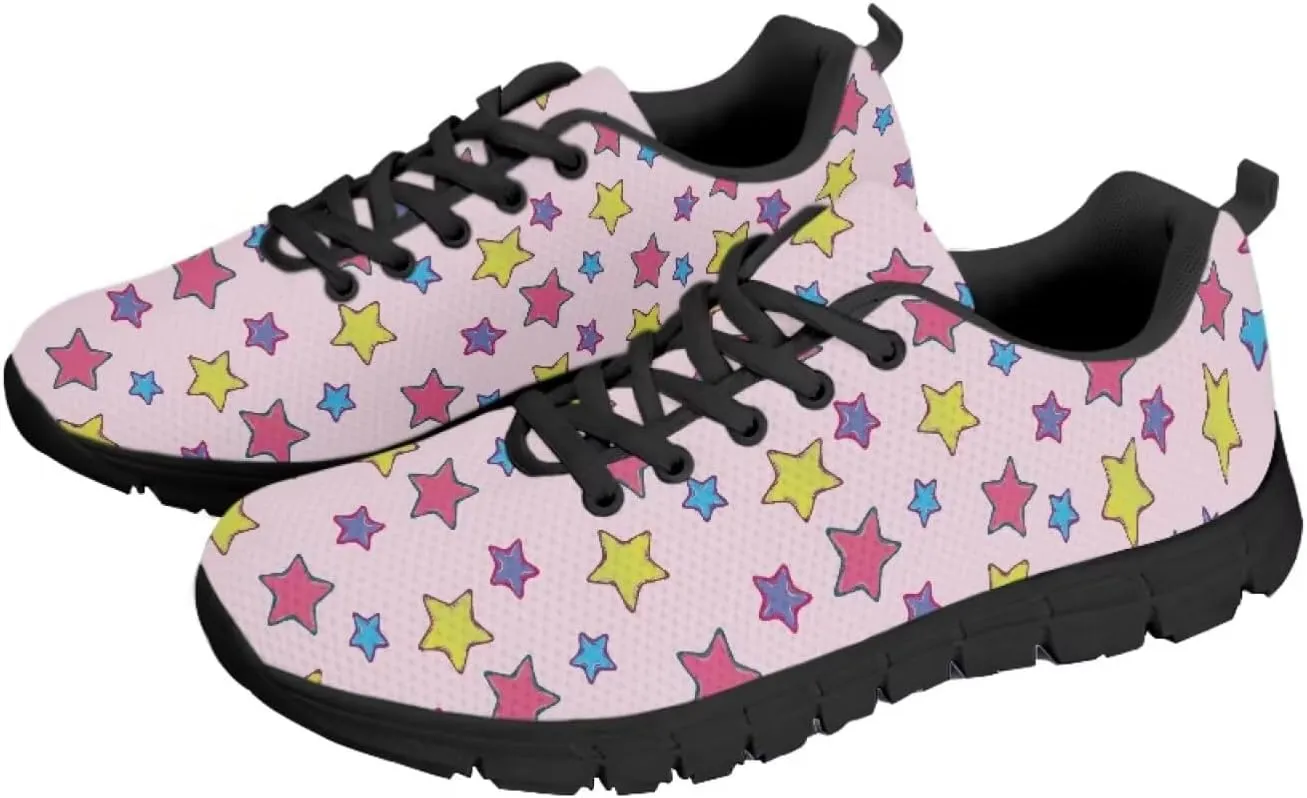 Women's Running Shoes Lightweight Breathable Tennis Shoes for Teenager Girls Lace-Up Comfortable Sneakers Gift for Mom Wife Daughters Suitable for All Seasons Black Sole Size 5-12