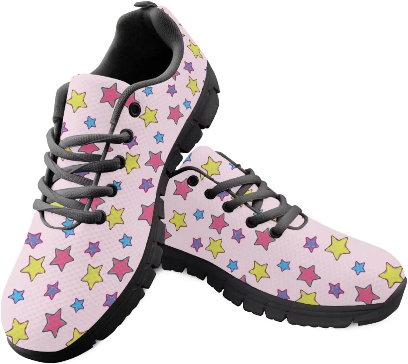 Women's Running Shoes Lightweight Breathable Tennis Shoes for Teenager Girls Lace-Up Comfortable Sneakers Gift for Mom Wife Daughters Suitable for All Seasons Black Sole Size 5-12