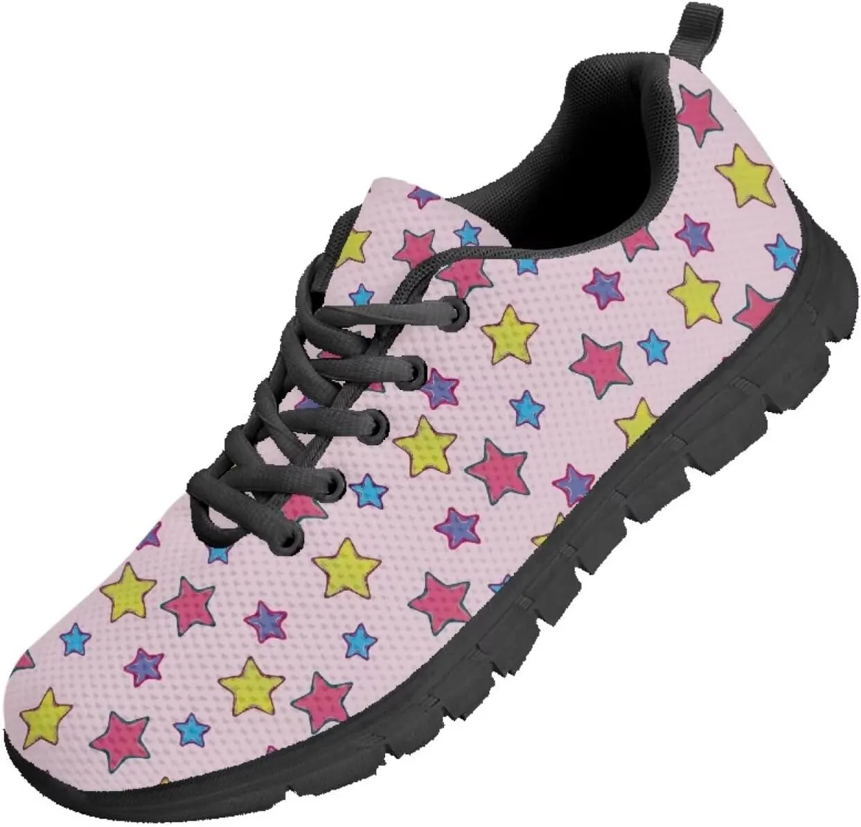 Women's Running Shoes Lightweight Breathable Tennis Shoes for Teenager Girls Lace-Up Comfortable Sneakers Gift for Mom Wife Daughters Suitable for All Seasons Black Sole Size 5-12