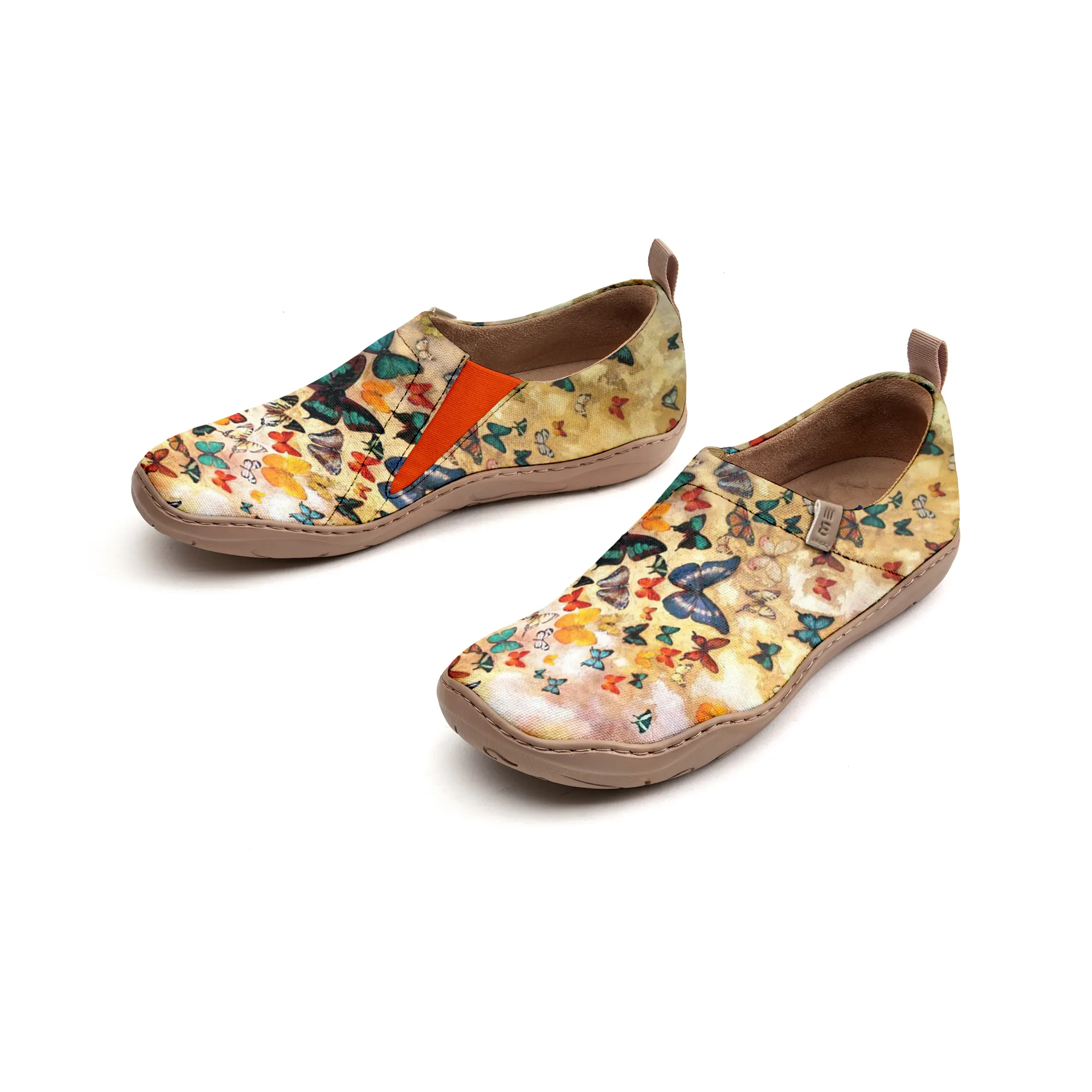 Yiume Women's Art Floral Slip-On Casual Canvas Sneakers Vintage Yellow Butterfly Women's Shoes Painted