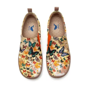 Yiume Women's Art Floral Slip-On Casual Canvas Sneakers Vintage Yellow Butterfly Women's Shoes Painted