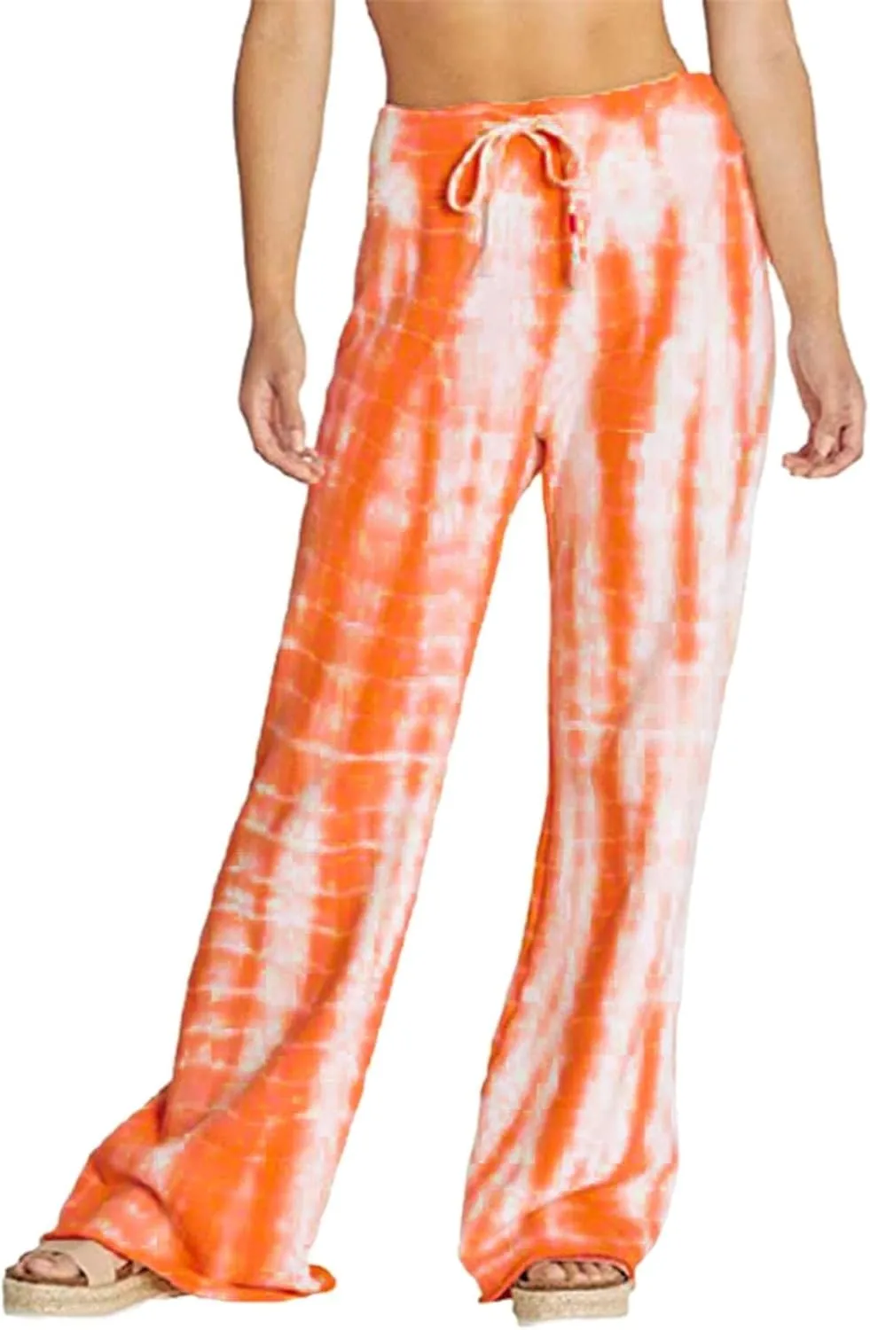 YOLAI Women's Casual Tie-dye Printed Pants High Waist Drawstring Straight Leg Pant Lightweight Trousers with Pockets